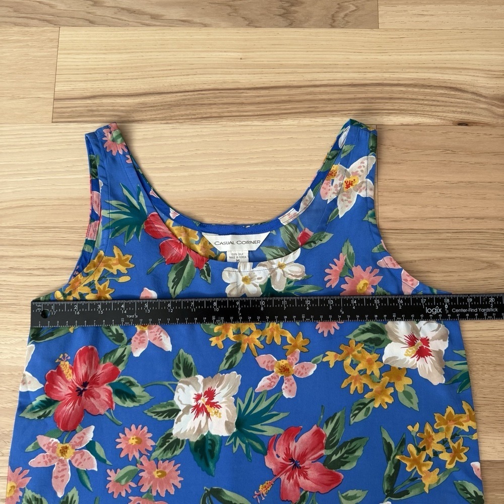 vintage 90s vibrant floral print silk tank top by Casual Corner Size M - Picture 7 of 9